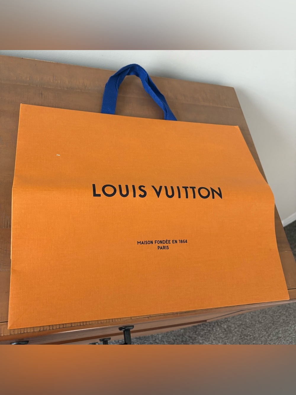 Louis Vuitton Shopping Bag with Blue Handles